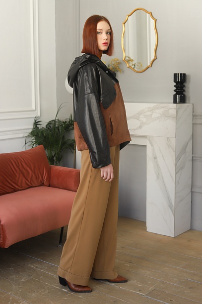 Комбинированная куртка ассиметричного силуэта | Capitol