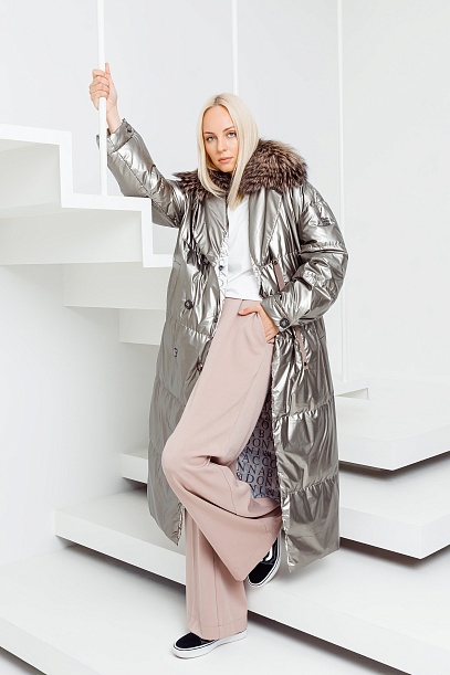 Пальто женское (100% ПОЛИЭСТЕР, подкладка 100% полиэстер , отделка мех лисы | Capitol